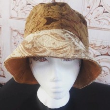 Vintage 90s Mujer&apos;s Reversible Brown Corduroy Brocade Crusher Bucket Hat   eb-13197006
